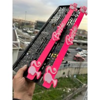 Barbie Yazılı Pembe Renk Özel Tasarım Lüks Pleksi Plakalık