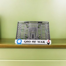God Of War Beyaz Zemin Özel Tasarım Lüks Motosiklet Pleksi Plakalık
