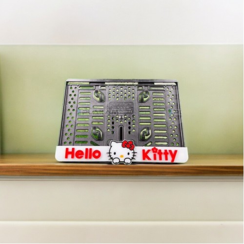Hello Kitty Beyaz Zemin Özel Tasarım Lüks Motosiklet Pleksi Plakalık