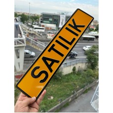 Appcity Satılık Yazılı Sarı Dekor Plaka, Yazi Dekor Plaka, Isme Özel Plaka, Galeri Plakası