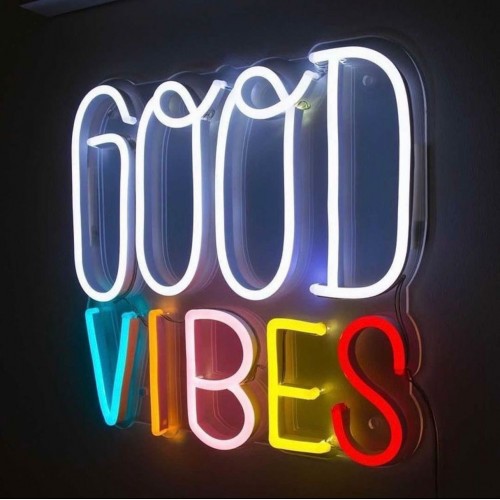 GOOD VIBES Dekoratif Neon Led Tablo, Neon Duvar Tabela
