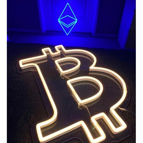 Bitcoin Logolu Dekoratif Neon Led Tablo, Neon Duvar Tabela