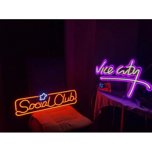 Social Club Dekoratif Neon Led Tablo, Neon Duvar Tabela