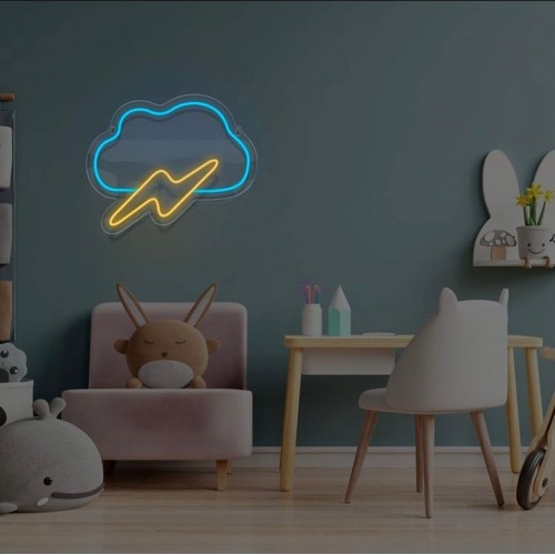 Bulut Şimşek Dekoratif Neon Led Tablo, Neon Duvar Tabela