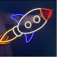 Roket Dekoratif Neon Led Tablo, Neon Duvar Tabela