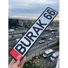 Galeri Özel Plaka, İsimli Dekor Araç Plakası, Kişiye Özel 3d Kabartma Metal Plaka (Kırmızı TR)