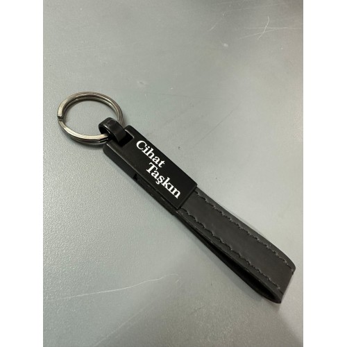 İsimli Lüks Metal Suni Deri Anahtarlık